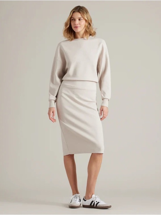 RHONE Dresses & Skirts - RHONE Dreamglow Long Sleeve Scuba Dress in Sand